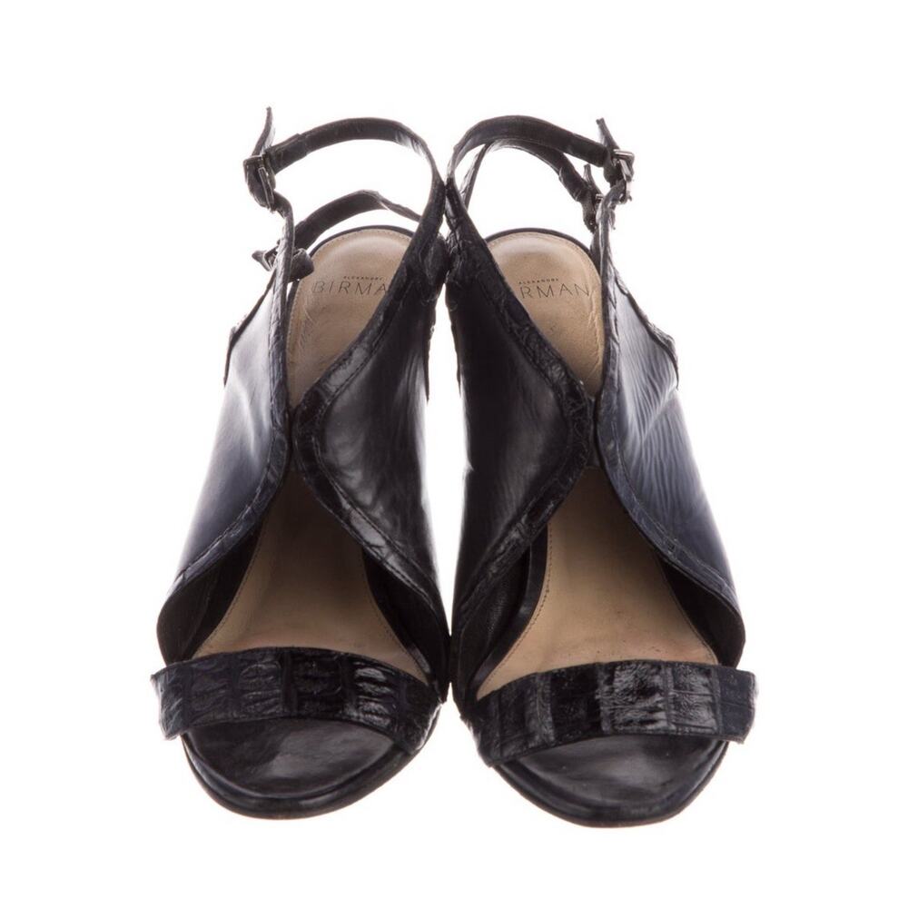 Alexandre Birman Black Leather Python Textured Pe… - image 2